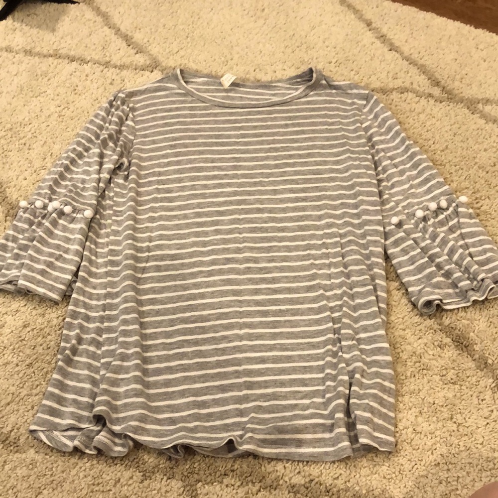 Gray and white striped shirt
